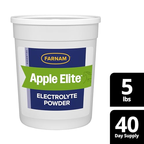 Farnam Apple Elite Horse Electrolytes Powder Supplement, Replaces Vital Minerals, Encourages Hydration, Sugar-Free, Contains Sodium, Potassium, Calcium & Magnesium, Apple Flavored, 5 lb - size: 5 pounds