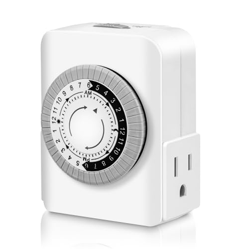 Outlet Timer,Timers for Electrical Outlets Indoor with 3-Prong Dual Outlet,24-Hour 30 Minute Daily On/Off Cycle, Plug-in Mechanical Timers for Christmas Lights, Lamps, Grow Light (2-Pack) - style: 3-Prong(2 PACK)