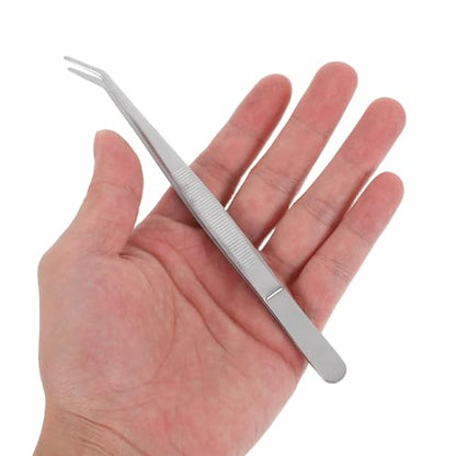 3pcs Stainless Steel Long Tweezers for Plants and Reptile Feeding Straight and Curved Precision Tongs with Rust-resistant Build for Gardening Kitchen and Aquarium Use