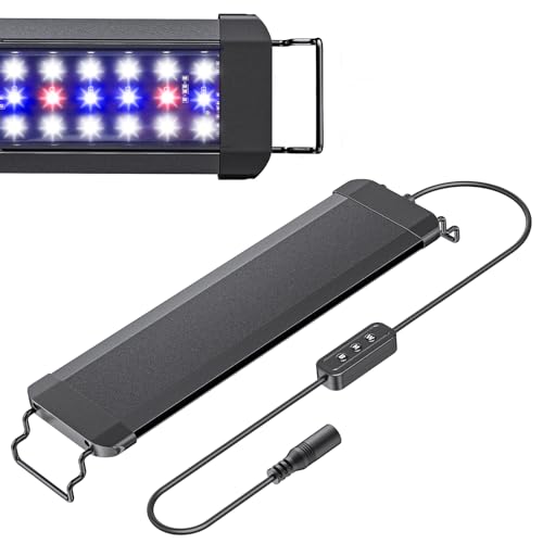 Pawfly 11 W Terrarium Light for 12" to 18" Terrarium Extendable Reptile Tank Light with Full Spectrum Brilliant White Blue Red Lights with Day & Night Modes and Adjustable Brightness - size: 12-18 Inch (11W)