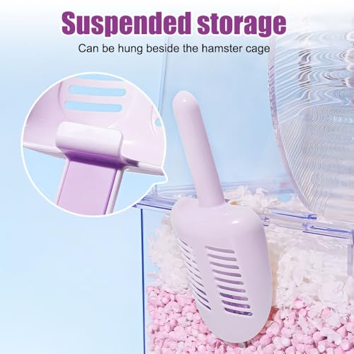 MiOYOOW Hamster Litter Scoop, Plastic Sand Shovel Small Animal Mesh Scooper for Guinea Pig Hamsters Gerbils Small Animals - color: light pink