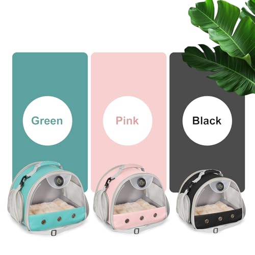 Bearded Dragon Travel Backpack Carrier with Reptile Thermometer and Humidity Gauge Lizard Travel Cage Space Capsule Clear Bubble Window Astronaut Reptile Bag for Ball Python (Black, Carrier+I LSH) - color: Black, size: Carrier+I LSH
