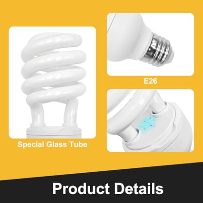 UVB Reptile Light, 10.0 26W UVA UVB Light for Reptiles, Spiral Compact Fluorescent UVB Bulb for Bearded Dragons Tortoise Lizards and Snakes - size: 6.5 in 10.0