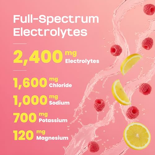 2400 MG Electrolyte Powder – Zero Sugar Keto Electrolytes for Hydration & Fasting Support – with Magnesium, Potassium, Coconut Water, & Himalayan Salt – Raspberry Lemonade Lyte Up – 30 Servings