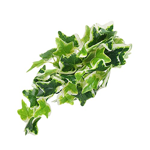 Artificial Reptile Plants Lifelike Hanging Plant with Suction Cup, Suitable for Most Reptiles, Easy to Attach to Fish Tanks (Leaf Vine)