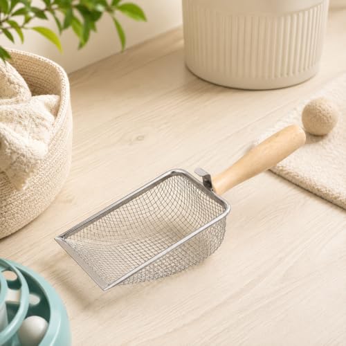 Stainless Steel Cat Litter Scoop, Litter Box Scoop Shovel | Heavy Duty Litter Sifter Fine Mesh Litter Sand Shovel for Lizard, Gecko, Bearded Dragon Bedding, Cat & Kitten Pooper Lifter