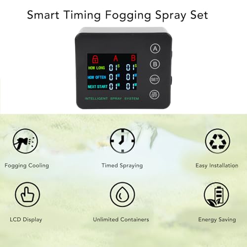 Double Pump Reptile Humidifier Misting System with Color Screen Adjustable Nozzle Automatic Spraying Reptile Mister for Aquarium