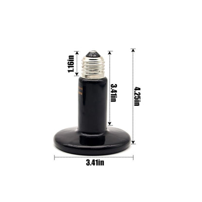 Reptile Heating Lamp Bulb 2pcs Amphibian Ceramic Infrared Emitter with no Light for Chicken Brooder Coop Hedgehog, Iguana Lizard Bearded Dragon Turtle Snake (Black, 150W)