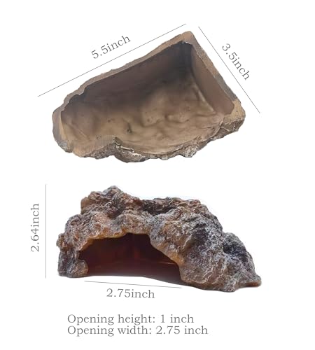 Reptile Hide Cave,Resin Rock Snake Hides for Ball Python, Leopard Gecko Hides, Reptile Tank Accessories for Bearded Dragon, Tarantula, Hermit Crab, Aquarium Cave for Fish Tank Rocks, Terrarium Decor