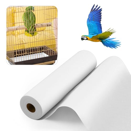 Drydiet 100 ft x 11 Inch Bird Cage Liner Disposable Cages Cushion Pad Mat Precut Absorbent Bird Cage Paper Large Parakeet Cage Liners Accessories for Pet Animal Bird Parrot (White) - size: 100 ft x 11 Inch