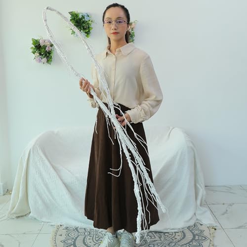 118inch Long Bendable White Grapevine Garland Artificial Tree Branches Fake Cherry Blossom Twigs Grape Flore Vines Wall Hanging Wreath Reptile Climbing for Door Christmas Swing Arch Decoration(Large) - size: ['Large']