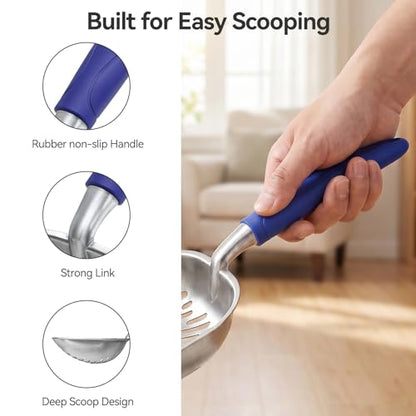 Cat Litter Scoop, Kitty Metal Scooper, Heavy Duty Aluminum Deep Sifter with Long Handle, Rustproof Durable Kitten Poop Shovel for Travel & Small Litter Box - color: Blue, size: Medium