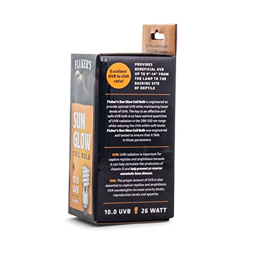 Fluker’s Sun Glow 10.0 UVB Fluorescent Coil Bulb for Desert Reptiles, Reptile Heat Light Stimulates Natural Synthesis of Vitamin D in Captive Reptiles, 26 Watt - size: 26 Watts