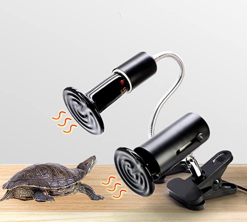 100W Reptile Ceramic Heat Lamp with Indicator Light Infrared Heat Emitter E26 Reptile Heat Lamp Bulbs for Pet Brooder Coop Chicken Lizard Turtle Snake Bearded Dragon,No Harm No Light,2-Pack