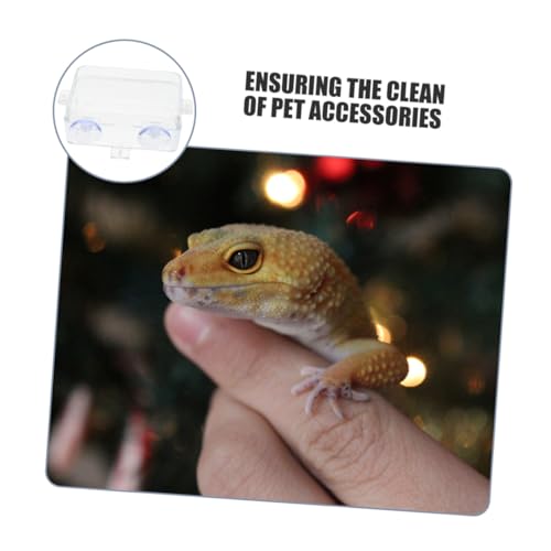 VILLCASE Reptile Feeding Dish with Suction Cup, Large Water Bowl Feeder for Bearded Dragons, Geckos, and Lizards, Escape-Proof Food and Water Container for Terrarium Use