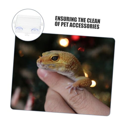 VILLCASE Reptile Feeding Dish with Suction Cup, Large Water Bowl Feeder for Bearded Dragons, Geckos, and Lizards, Escape-Proof Food and Water Container for Terrarium Use