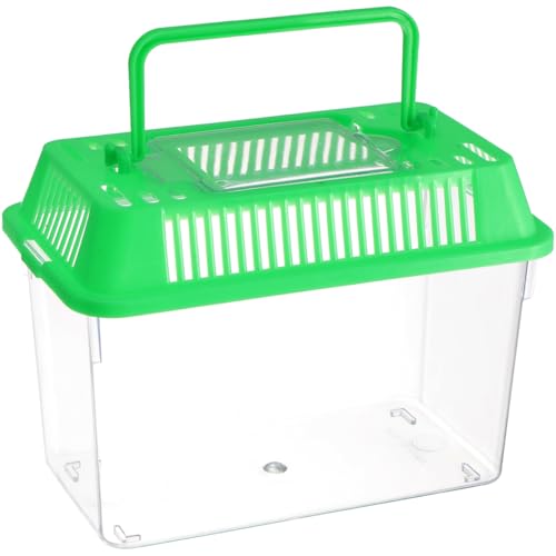 Ipetboom Mini Fish Tank: Plastic Goldfish Aquarium Habitat for Shrimp Turtle Shrimp - Small Reptile cage with Handle, 5.9x3.5x4.3 Inches (Random Color)