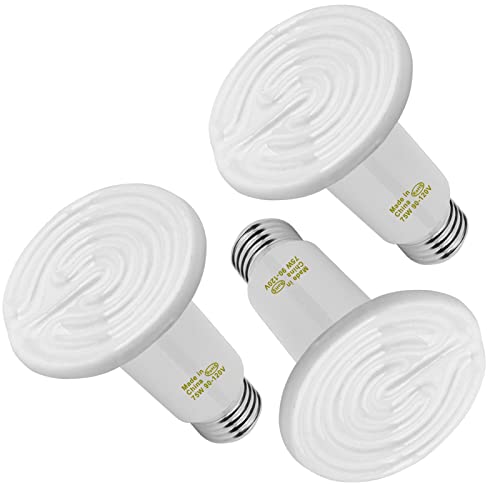75W 3 Pack Ceramic Heat Lamp, White Infrared Bulb Emitter Lamp Infrared Ceramic Heat Lamp Bulb for Pet Coop Heater Reptile Chicken Lizard Turtle Brooder Bulb, No Harm No Light, ETL Listed - color: White, size: 75W-3P