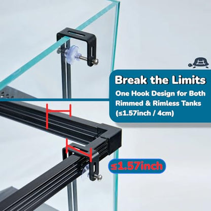 Compact SolidForm Hanging Turtle Basking Platform with Built-in Food Tray, Zero Zip-Tied, Non-Slip Ramp Terrace, Resting Turtles Dock, for 15+ Gallon Aquariums(8in Width+) Turtle Tank Accessories - size: Compact（7.1×5.9inches）
