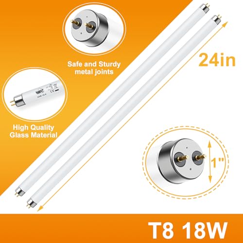 LUCKY HERP T8 18W UVB 10.0 Reptile Light, UVA UVB Reptile Light Bulb 2 Pack, Fluorescent Lamp for Reptiles Amphibians Lizards Chameleons - size: 24inch 10.0