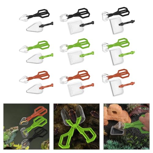 Reptiles Feeding Tongs,Clear Reptiles Feeding Tongs Gentle Creature Catcher Tool with Ergonomic Grip for Safe Handling Easy - color: Green, size: 18.3x7.50cm/7.20x2.95in