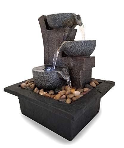 Danner Manufacturing, Inc., Aura Meditation Fountain with 3 Tiered LED Waterfall, Pack of 1, 03801