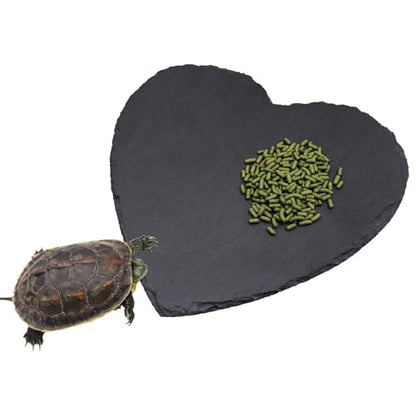 Reptile Basking Platform, 10 × 10 inch Tortoise Rock Plate, Heart Shape Natural Rock Reptile Food Dish, Turtle Feeding Bowl, Habitat Decor for Bearded Dragon Chameleon Frog Lizard Gecko Hermit Crab - size: M - 10 × 10 inch
