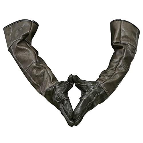 Animal Handling Gloves Bite Proof Reinforced Leather for Dog Training Cat Scratch Falcon Reptile Grabbing Snake - color: Brown-1
