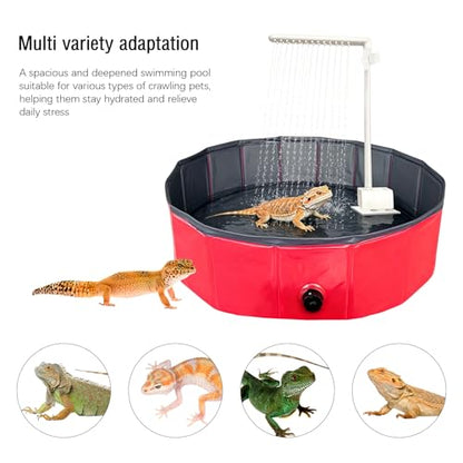 Large Electric Bearded Dragon Pool,Bearded Dragon Fountain & Bathing Accessories,Bearded Dragon Pool,Electric Bathtub for Bearded Dragons,Bearded Dragon Accessories,Versatile for Reptile(Red)