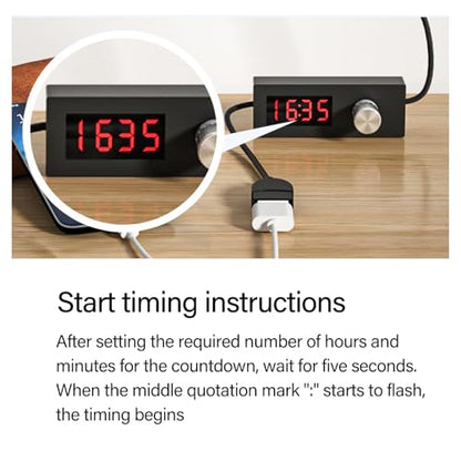 PowerFlow Adjustable USB Timer Cable Programmable Countdown Power Off Switch with Digital Display for USB Fan Lamp Night Light Aquarium 5V Devices