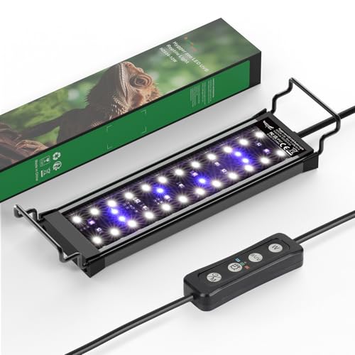 12W LED UVB Light for Reptiles Terrarium Light Extendable Reptile Tank Light with Controller ＆Dimming and 5 UVI Modes Full Spectrum Brilliant White Blue Red Lights for Bearded Dragon, Gecko - size: 12W-14IN