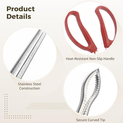 15.0 in Tongs, Stainless Steel Reptile Feeder Clip, Anti-Slip Snake Feeding Tongs with Curved Toothed Grip, Extra Long Garbage Picking Tool, Safe Catching Tool for Tortoise Lizard Frog Spider