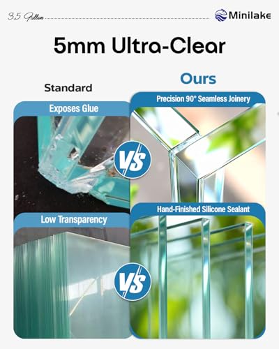 Glass Fish Tank, 3.5 Gallon Easy to Maintain Small Aquarium for Betta,Snails, Shrimp and Aquatic Planting. - color: Transparent