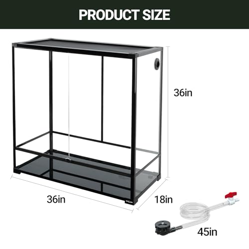 REPTI ZOO Large Tall Glass Reptile Tank 36"x18"x36", 100 Gallon Vertical Reptile Terrarium with Mesh for Chameleon Arboreal Lizard Frog, Paludarium Vivarium Tank