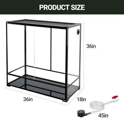 REPTI ZOO Large Tall Glass Reptile Tank 36"x18"x36", 100 Gallon Vertical Reptile Terrarium with Mesh for Chameleon Arboreal Lizard Frog, Paludarium Vivarium Tank