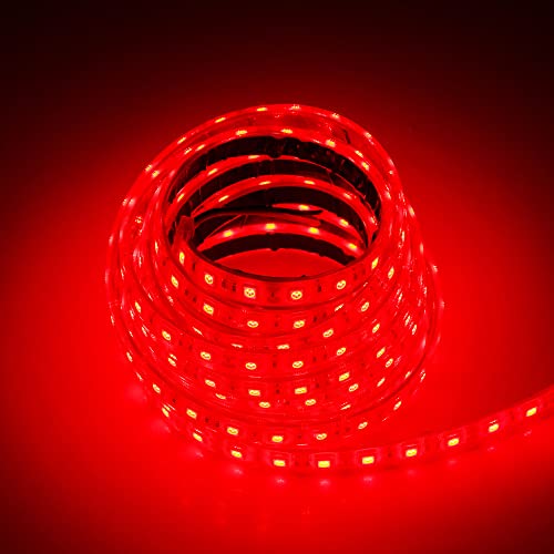 Red Rope Lights 12V Waterproof DIY Underwater Boat Light IP68 Outdoor LED Strip 16.4ft 5M 5050 SMD 300 LED Tube Flexible - color: Red