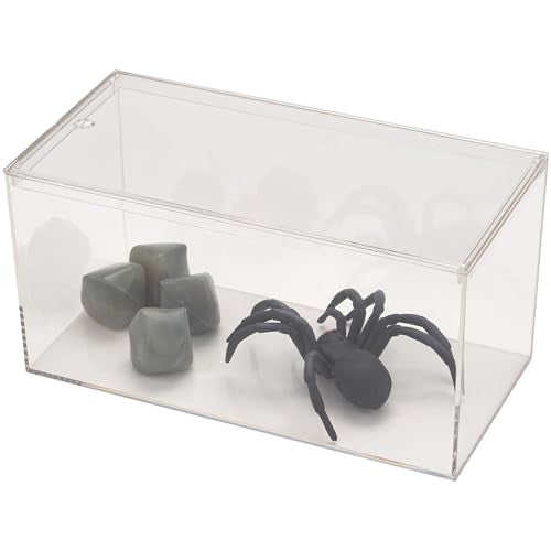 Pioneer Plastics 083CAQUA Clear Micro Habitat Terrarium, Tarantula Enclosure, Desktop Aquarium, 7.75" W x 3.75" D x 3.75" H, Pack of 2