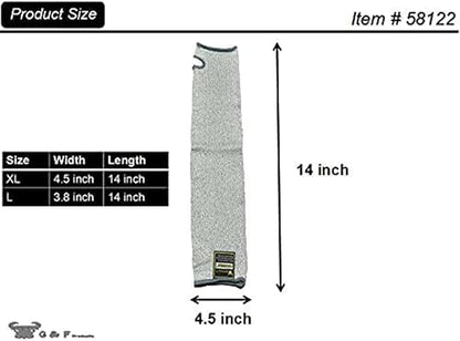 G & F PRODUCTS 100% Kevlar fiber by DuPont Cut Resistant Knit Sleeve, Sold by 6-piece pack - color: Cut Level 5 With Thumslot 18 Inch Extra Wide Grey