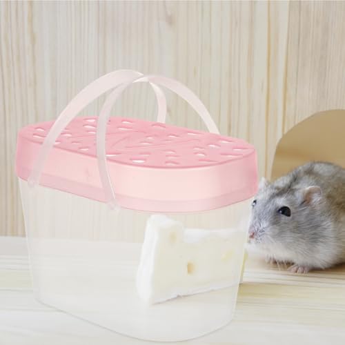 Beaupretty 2pcs Small Pet Carriers for Hamsters and Turtles, Portable Plastic Reptile Cages with Handles, Medium Pink Travel Boxes for Outdoor Use and Small Animal Transport
