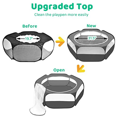 Amakunft Small Animal Pop-Up Playpen with Mesh Cover, 47'' x 23.6'' x 15'' Chicken Brooder Box, Play Pen Indoor Outdoor for Guinea Pigs, Bunny, Rabbits, Ferrets, Chinchillas, Kittens | Indoor/outdoor, water-resistant, chicken brooder, travel playpen for r