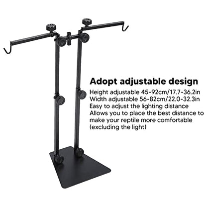 Reptile Lamp Stand, Reptile Light Stand, Reptile Heat Lamp Stand, Multipurpose Double Hook Adjustable Terrarium Metal Light Stand for Reptile Terrarium Tank