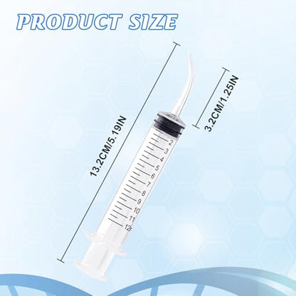 Wisdom Teeth Syringe, 12ml with Curved Tip & Measurement, Sterile Individually Package Dental Irrigation Syringe for Oral Dental Care, Tonsil Stones Removing, Lab, Liquid, Feeding (10 Pack) - style: Curved Tip 10 Pack
