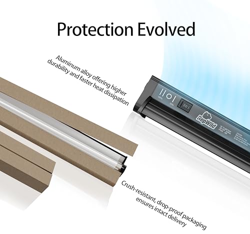 T5 HO 10.0 UVB Light for Reptiles, 24W Light Fixture Combo Kit with Switchable 5.0 & 10.0 UVB Output, 22" Fluorescent Tube UVA UVB Reptile Light for Reptile Eco-Tanks and Aquariums