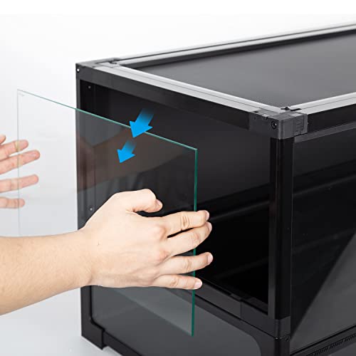 REPTI ZOO 67 Gallon Large Glass Reptile Terrarium 48" x 18" x 18", Easy Folding & Detaching Reptile Breeding Tank with Black PVC Back Panel Full Open Door Screen Ventilation