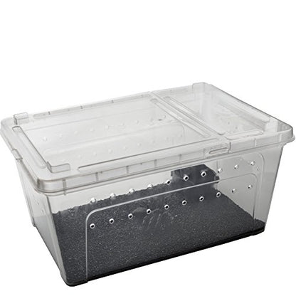 OMEM Portable Reptile Terrarium Habitat for Mini Pet Houses Breathable Holes Stackable Container (2PCS-L) - size: 2PCS-Clear-L