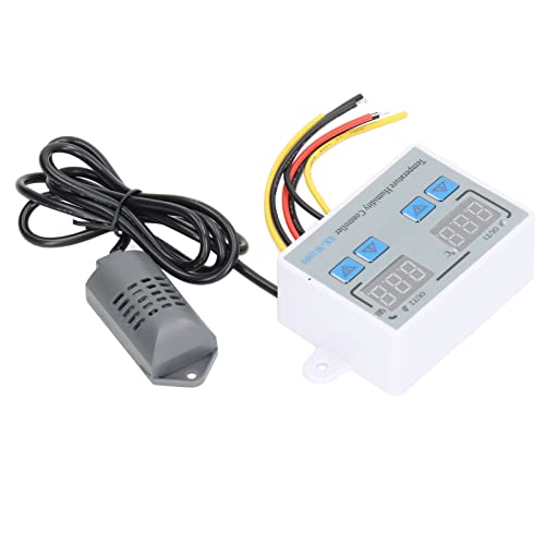Digital Temperature Humidity Controller Intelligent Electronic Thermostat Switch 12V 220W Precise Calibration Dual Display Fireproof Shell for Greenhouses Reptile Terrariums