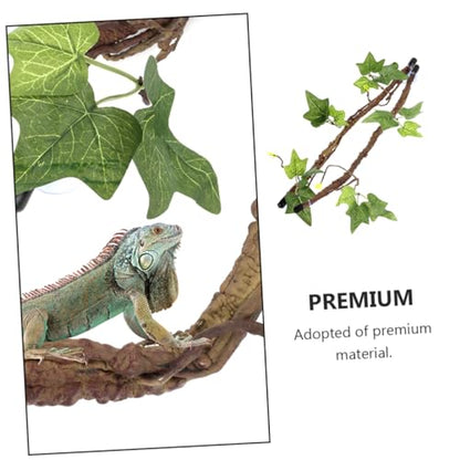 2pcs Bendable Reptile Jungle Vines with Suction Cups Durable Habitat Decor for Terrarium Artificial Leaves for Lizard Snake Gecko More Realistic Simulation Plants