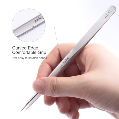 Precision Tweezer, Upgraded Professional Pointed, High-end Stainless Steel Tweezers for Craft, Electronics, Soldering, Model, Laboratory Work, Jewelry-Making - style: Fine Tip Straight LONG (5.5in)