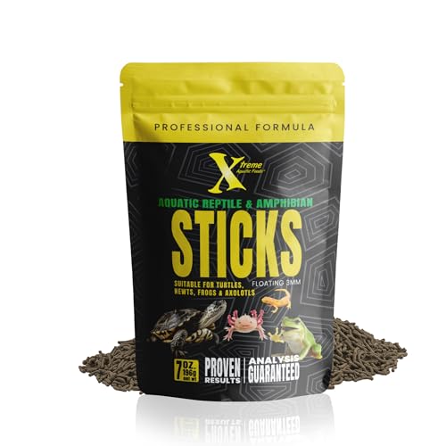 Xtreme Reptile 3mm Floating Sticks - Balanced Diet for Turtles, Newts, Frogs & Axolotls - Promotes Shell & Body Health, Zoo-Recommended Food Formula - USA Farm Grown (7 oz) - size: 7 Ounce (Pack of 1)