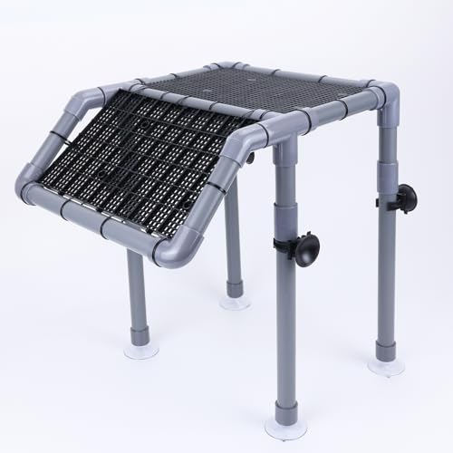 Large Turtle Basking Platform, Sturdy Standing Dock with Non-Slip Ramp, Aquatic Turtle Resting Area for 25/29/40/55 Gal, Gray/Black - size: Basking Platform 10.8" W × 7.7" D